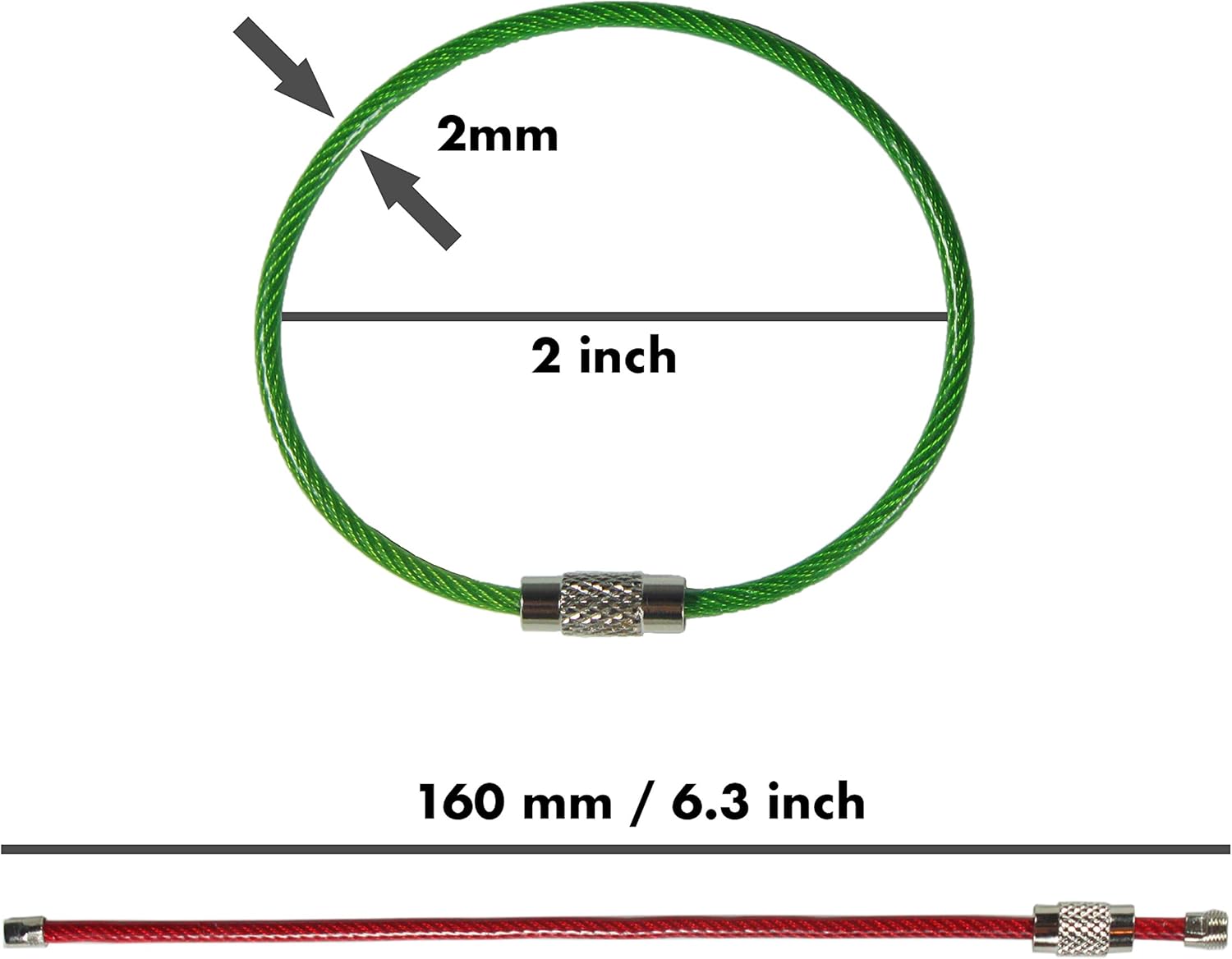 20pack Colored Nylon Coated Stainless Steel Wire Keychains 2mm 6.3 Inches Aircraft Cable Key Ring Loops for Hanging Luggage Tags or ID Tags (Assorted 20 Pack) at  Men’s Clothing store