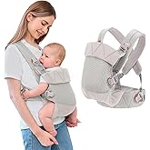 IULONEE Baby Carrier Wrap Ergonomic Baby Strap Carrier Front & Back Backpack Carry Adjustable Infant Toddlers Carrier Sling for Newborn Grey