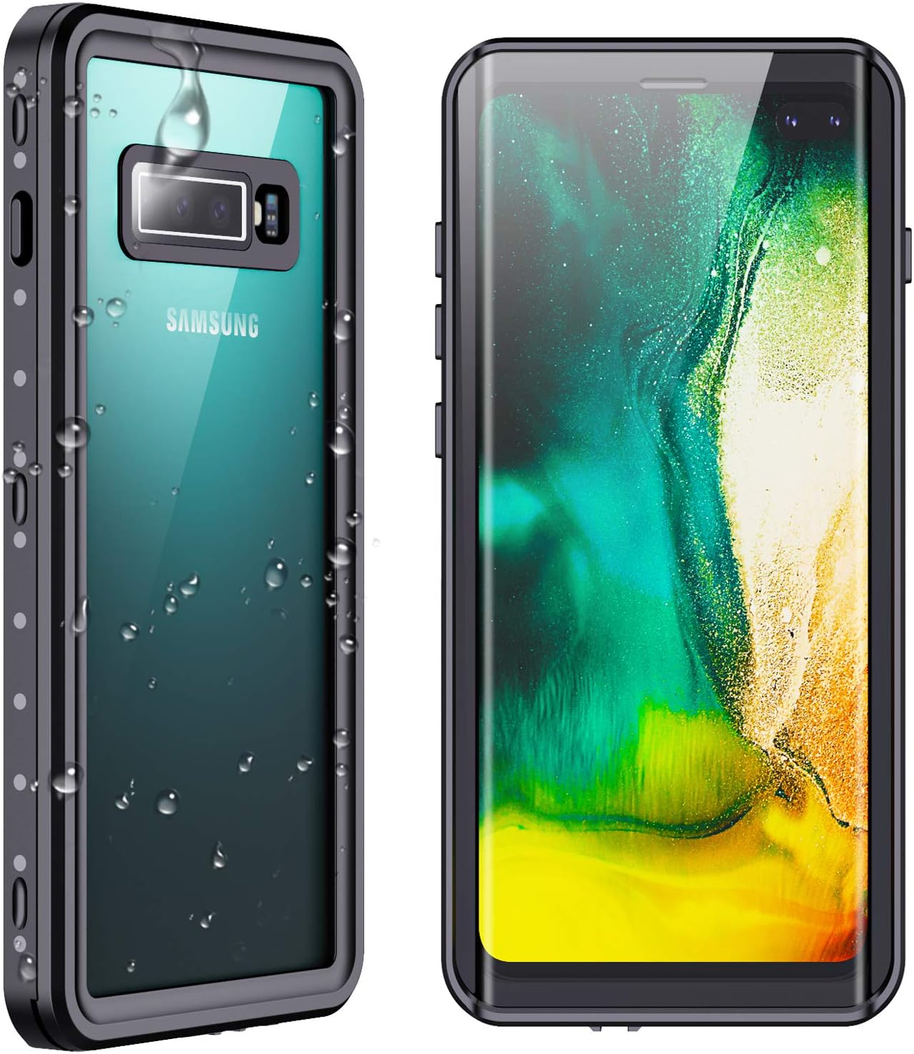 SPIDERCASE Samsung Galaxy S10 Plus S10+ Waterproof Case, Built-in Screen Protector Fingerprint Unlock with Film, Shockproof Full Body Cover Waterproof Case for Samsung Galaxy S10+ Plus 6.4 inch, 2019