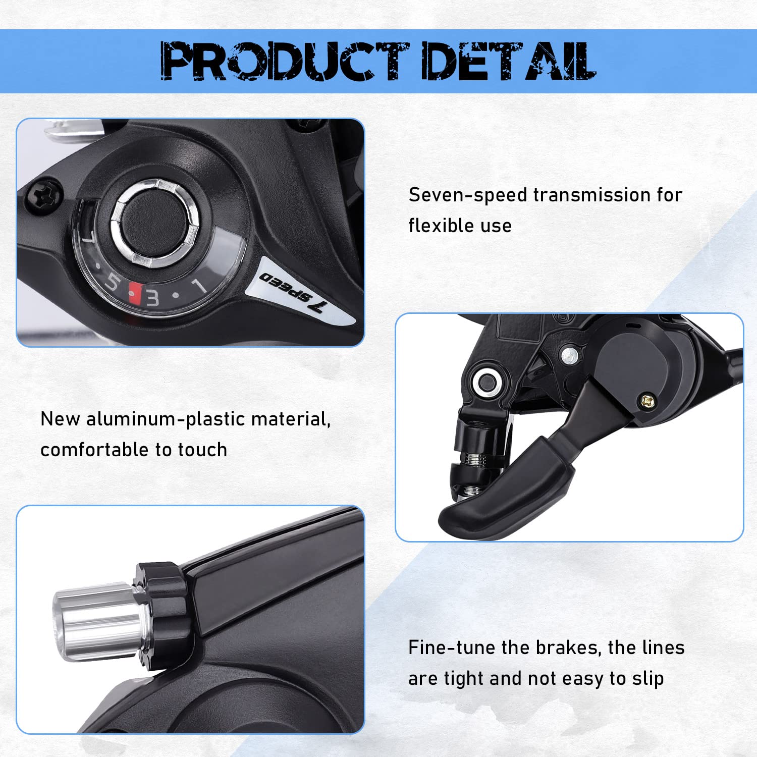 TOBWOLF Bicycle Brake Levers Shifter, 3x7/8 21/24 Speed Mountain Bike shifters Set, Left Right Brake Lever Shifter Kits with Gear Indicator, Replacement with Shift Cables for Moutain Bike Folding Bike