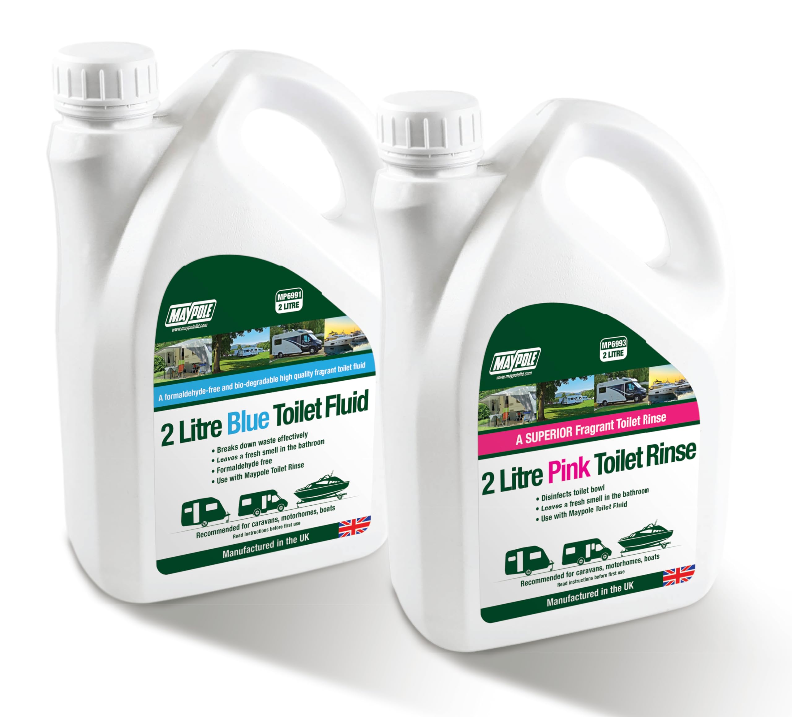 Maypole Twin Pack of 2 Liter Superior Toilet Fluid and Toilet Rinse For Caravans, Motorhomes, Boats, Portable Toilets