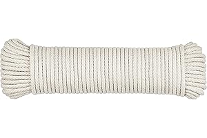 SteadMax 100 ft Natural Cotton Rope, Clothesline Cord, 1/4 inch General Purpose Rope Utility Cord, Ideal for Sports, Outdoors, Tents, Hammocks, Halters, Harnesses, Awnings (1 Pack)