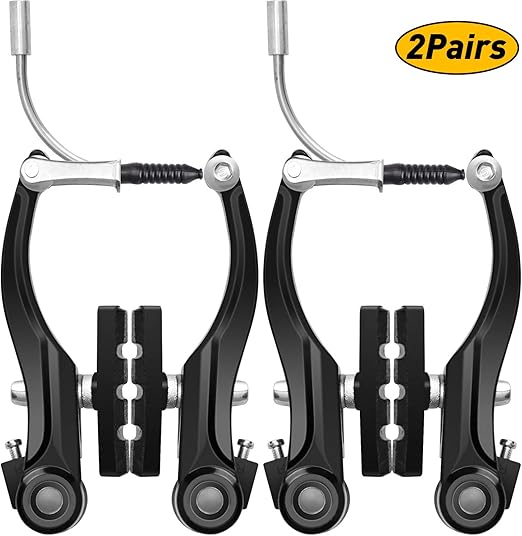 TOBWOLF 2 Pairs Bike Brake, Aluminum Alloy Rim Brake with Brake Pads