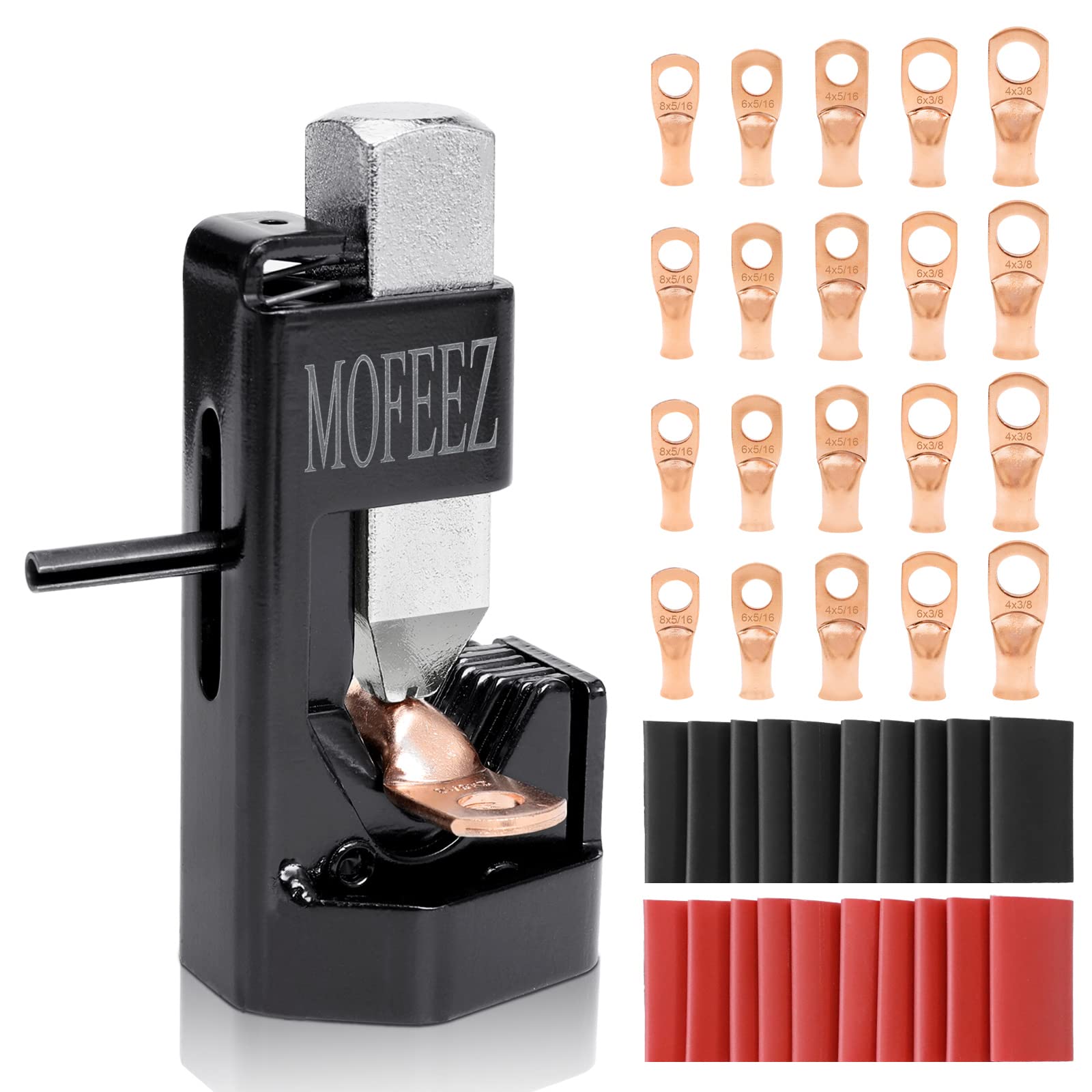 Photo 1 of MOFEEZ Hammer Lug Crimper Tool for 8 AWG - 0000 AWG Battery and Welding Cables with 20pcs Terminal Connectors and 20pcs 3:1 Heat Shrink Tubes