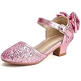 PANDANINJIA Wendy Girls Heels Dress Shoes Flower Girl Mary Jane Sandals Wedding Party Princess Shoes for Toddler Little Kid Big Kid