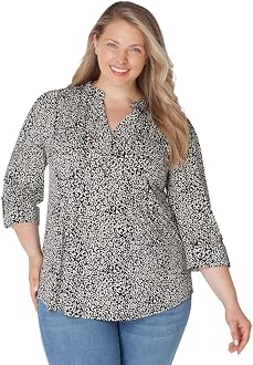 Amazon.com: Dressbarn Women's 3/4 Sleeve Plus Size Blouse Leopard Print :  Clothing, Shoes u0026 Jewelry