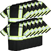 Sintuff 12 Pcs Hi Vis Shirts Safety Bulk | High Visibility Short Sleeve Shirt Reflective for Men Women Construction Workers, Breathable Mesh for Outdoor Roadwork Safety