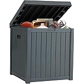 ZYJOYY 51 Gallon Resin Deck Box, Outdoor Storage Box Waterproof for Patio, Garden, Pool, and Deck, Storage Solution for Cushions, Tools, Delivery Packages, Grey