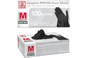 Supmedic Basic Nitrile Exam Gloves, 5.5 Mil Heavy-Duty Powder-Free Food Safe Clean Medical Disposable Glove Black 100Pcs