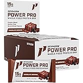1st Phorm Power Pro Protein Bars, Chocolate Brownie Flavor, 15G Whole Food Protein, Gluten Free, Snack Bars for on the Go or Pantry Snacks, Made Without Artificial Flavors, 15 Count