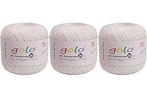 golo 3 Balls Crochet Thread Size 20 Embroidery Thread Crochet Yarn for Hand 801