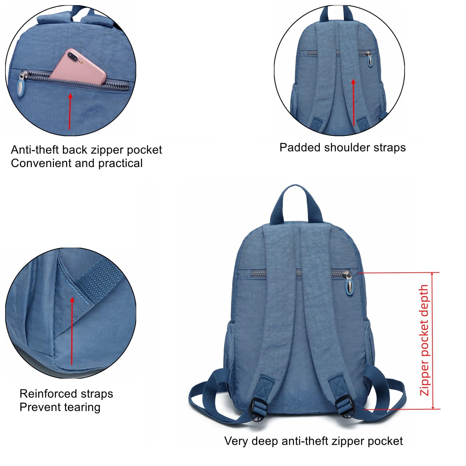 AOTIAN Small Size Backpack, Durable Lightweight Daypack for Women Girls & Boys Hiking Travel Sports
