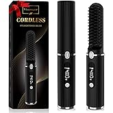 Viuyougor Beard Straightener for Men - Cordless Heated Beard Straightening Comb with LCD, Beard and Hair Straightener Brush Hot Comb, Anti-Scald & Automatic Shut-Off, Portable for Travel