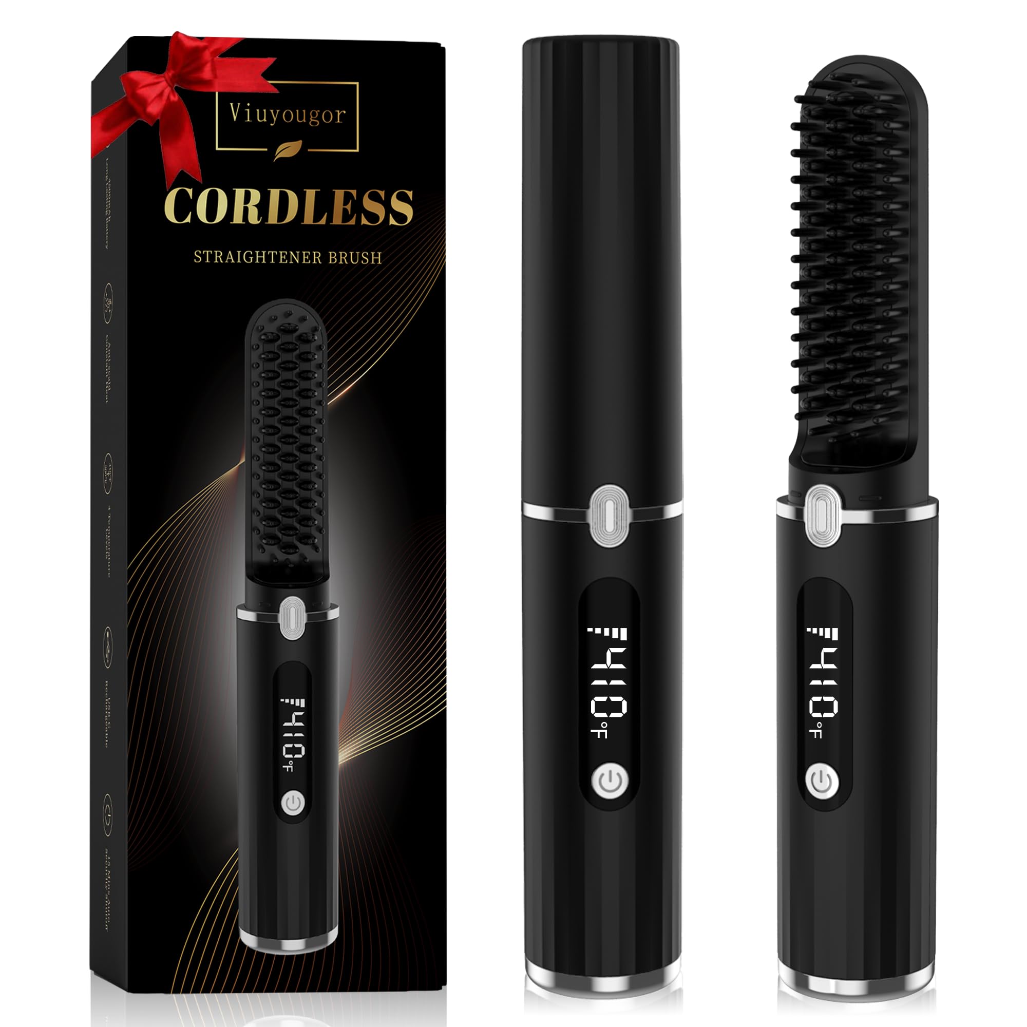 Photo 1 of Viuyougor Beard Straightener for Men, Cordless Portable Heated Beard Straightening Comb with LCD, Beard and Hair Straightener Brush Hot Comb, Anti-Scald & Automatic Shut-Off, Portable for Travel