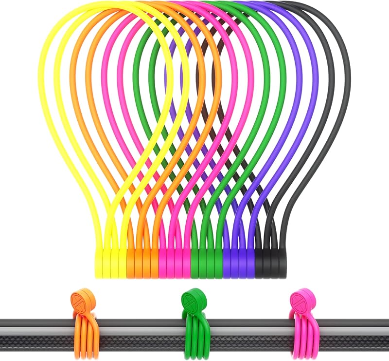 FRKNER Magnetic Cable Ties Silicone Reusable Twist Organizer 12 Pack 6 Colors