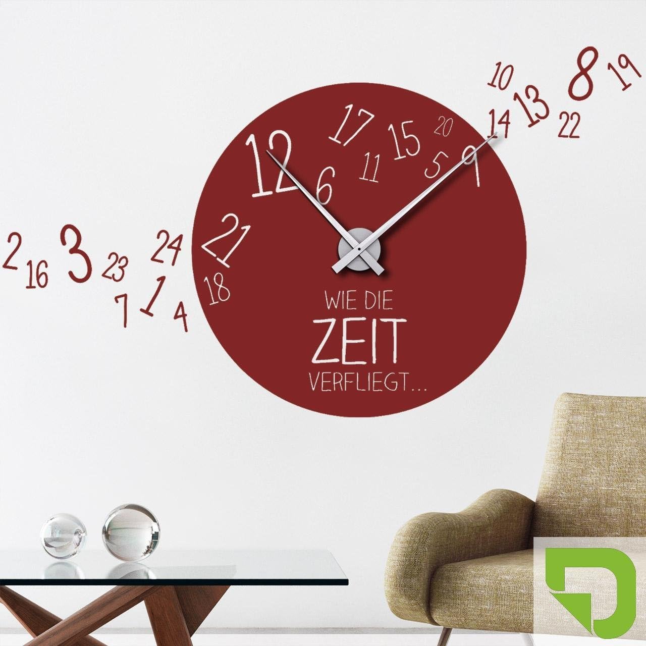 DESIGNSCAPE® Wandtattoo Uhr Wie die Zeit verfliegt Wanduhr mit Spruch