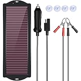 POWOXI 1.8W 12V Solar Car Battery Charger Maintainer, Portable Solar Panel Trickle Charging Kit for Automotive, Motorcycle, B