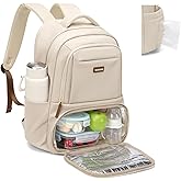 Lunch Backpack 16 Inch Laptop Backpack with Insulated Cooler Lunch Box Food Bag for College Work Camping Picnics (Apricot)