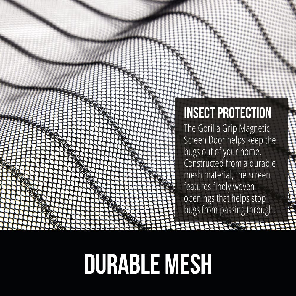 GORILLA GRIP Magnetic Screen Door, Hands Free Mesh Curtain Keeps Bugs and Mosquitos Out, Automatic Magnet Closure, Heavy Duty Patio Sliding Dog Doors Cover, Window Screens Protector, Black 38x82