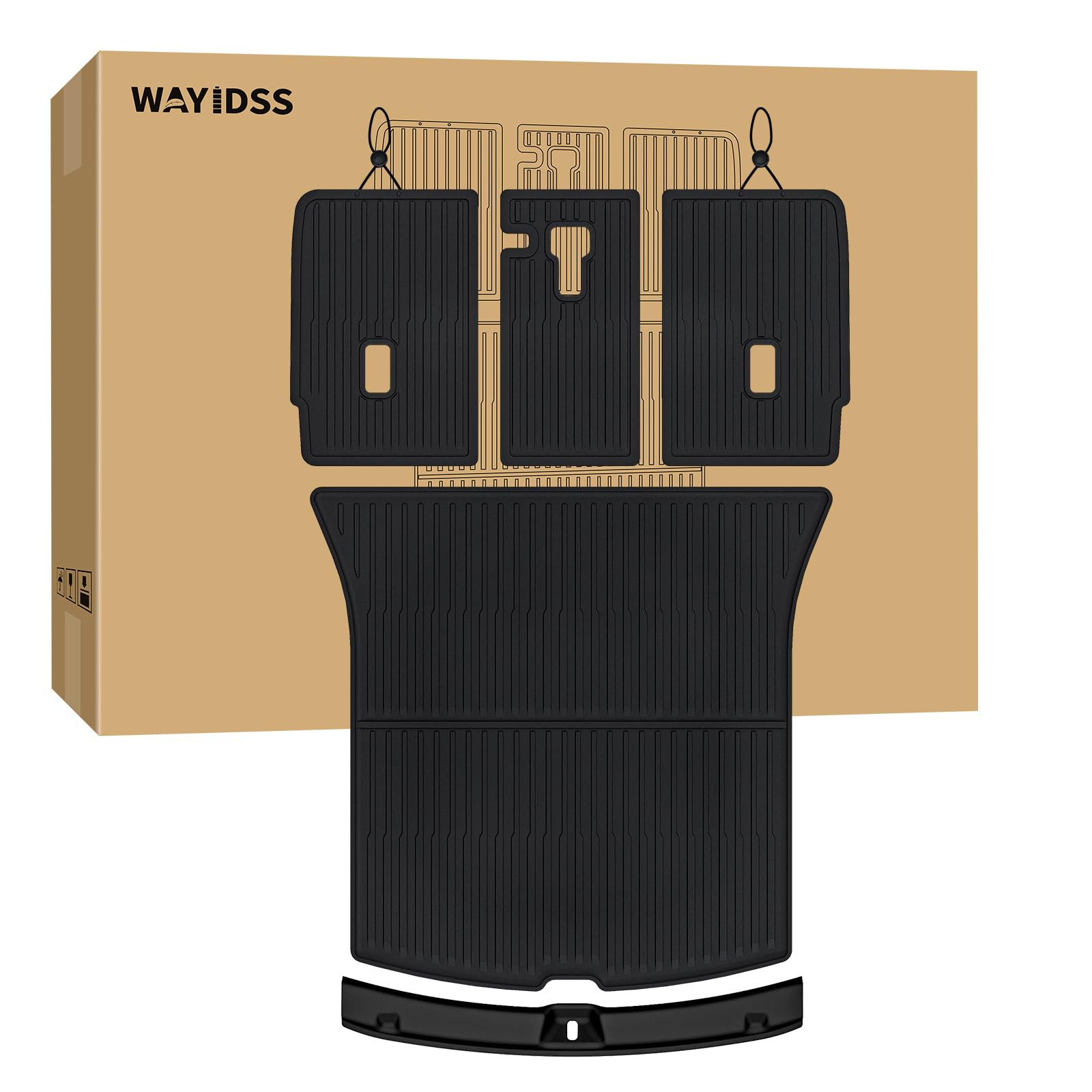 Photo 1 of Cargo Mat with Backrest Protection for 2025 2026 Tesla Model Y Juniper 5 Seat, TPE All Weather Protection Cargo Liner with Velcro Rear Seats Backrest car Cargo Protector Plate Accessories-Black