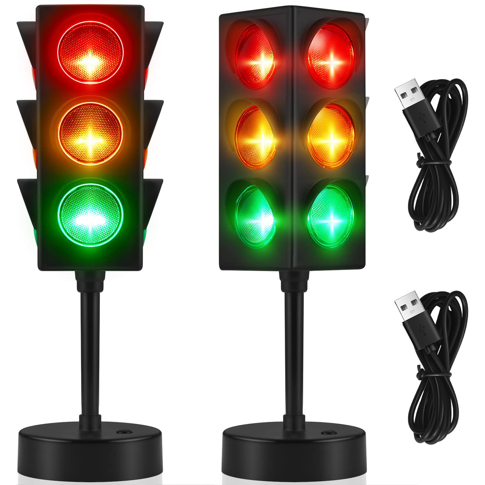 Photo 1 of Traffic Light Lamp Color Change Mini Stop Light Lamp 11 Inch Stop Sign Room Decor USB Traffic Light Cool Decorative Traffic Light Desk Lamp for Boys Girls Kids Room Party Decorations (2 Pcs)