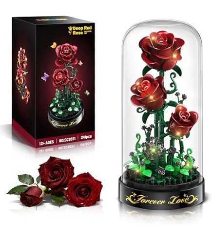 Amazon.com: HiWEEGO Flower Building Set with LED Light & Dust
