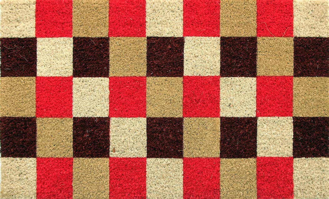 Coco&Coir Door Mat | Natural Coir | Non-Slip | Thick Coir | Premium Quality | Rubber Backed | Eco-Friendly | Indoor | Outdoor | Heavy Duty | Entrance Door Mat | 45 x 75 cm (Vintage Checks)