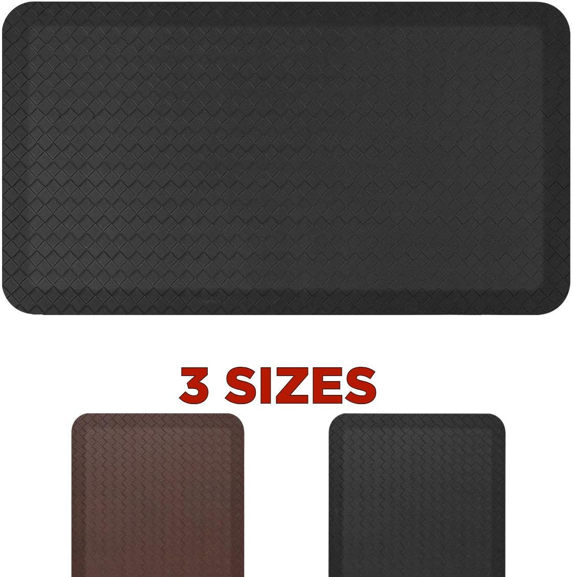 Standing Comfort Anti Fatigue Mat: Foam Ergonomic Standing Floor Mat - Non Slip Cushioned Kitchen Mat - Anti Fatigue Standing Desk Pad - Durable & Stain Resistant Top (Basic Black, 20" x 39")