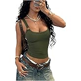 Milumia Women Buckle Decor Y2k Tank Top Gothic Cami Crop Tops Streetwear