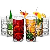 LEMONSODA Clear Tropical Tiki Glasses, Set of 6-15oz - Perfect for Exotic Cocktails, Lemonade, Ice Tea, Mixed Drinks- Rum, Mai Tai, Pina Colada, Punch, Bar Drinkware - Housewarming Gifts