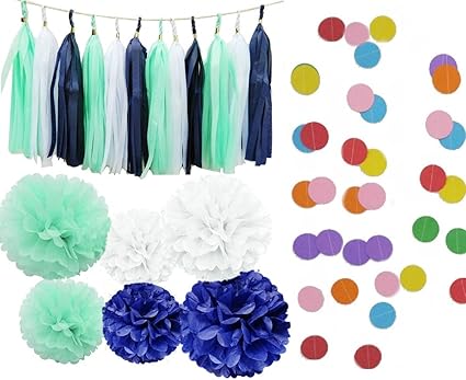 Amazon Com Kubert 23 Pcs White Mint Green Royal Blue Tissue