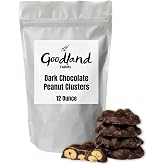 Goodland Farms Dark Chocolate Peanut Clusters | 12 Ounce Bag | Fresh Roasted Peanuts Coated in Rich Smooth Dark Chocolate