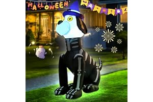 VIKIMORA 4FT Halloween Skull Dog Inflatable Decoration Blow up Halloween Skeleton Black Dog Decoration with LED Lights Indoor Outdoor Yard Graden Party Holiday Decor