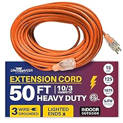 50ft Power Outdoor Extension Cord & Indoor