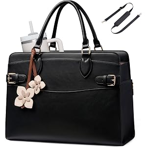 LOVEVOOK Laptop Tote Bag for Women Work Computer Purse for Teacher Nurse | 15.6 inch Waterproof Leather Handbag with Large Cu