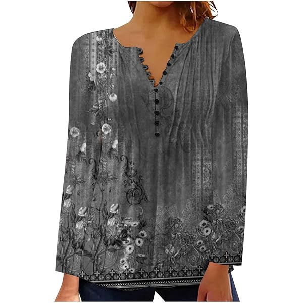 SMIDOW Womens Tunic Tops Trendy Vintage Boho Shirts Short