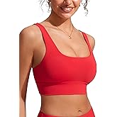 CRZ YOGA Scoop Neck Longline Bikini Tops for Women - Padded Wide Straps Modest Swimsuit Bathing Suit Sports Bra