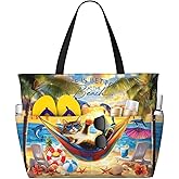 Wsotce Extra Large Beach Bags For Women, Waterproof Beach Totes Bags For Women, Lightweight Foldable Pool Bag With Zipper