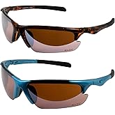 2 Pairs of Raze Eyewear Peak Frameless Sunglasses Tortoise Gloss & Metallic Turquoise with HD Amber Lenses