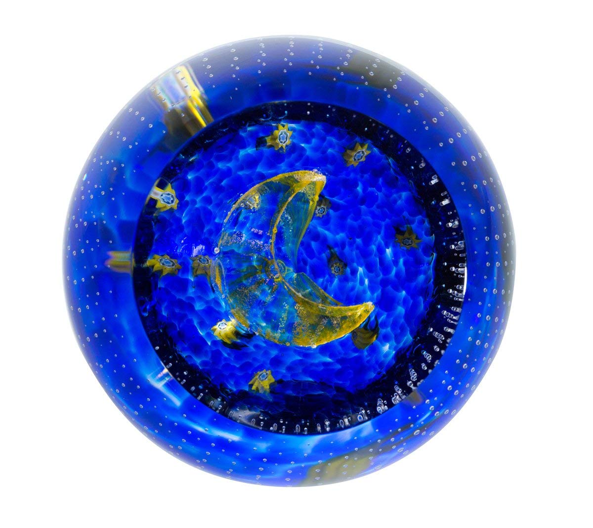 Caithness Glass Sentiments To The Moon And Back Paperweight | Single | 50mm x 60mm | Handmade in Scotland | A crescent moon floats inside a crystal bubble | Ornamental | Boxed | Gift