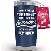 Birthday Gifts for Men Dad Cup - Sometimes You Forget Your Awesome Gifts Navy 20oz Motivational Coffee Tumbler Birthday Gift for Dad, Husband, Boyfriend Inspirational Mugs for Men Who Want Nothing