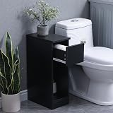 Pantanal 20CM Slim Bedside Table with Drawer Shelf Black Nightstand view 5