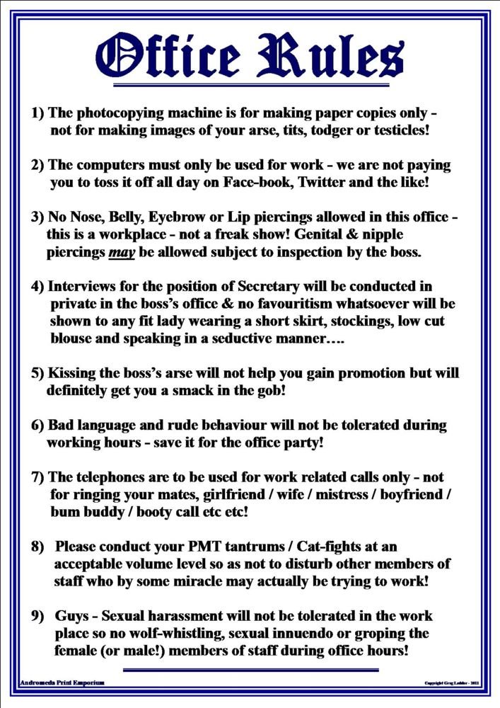 Polite Notice 2 Fun Humorous Novelty A4 Glossy Office