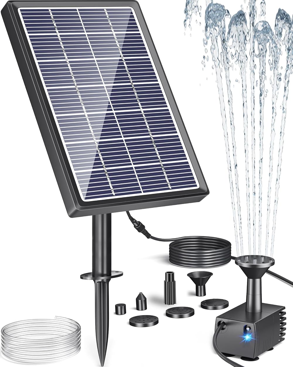 Biling Solar Water Fountain 3.5W for Bird Bath 6 Nozzles DIY Garden Pump