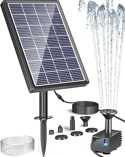 Biling Solar Water Fountain 3.5W for Bird Bath 6 Nozzles DIY Garden Pump