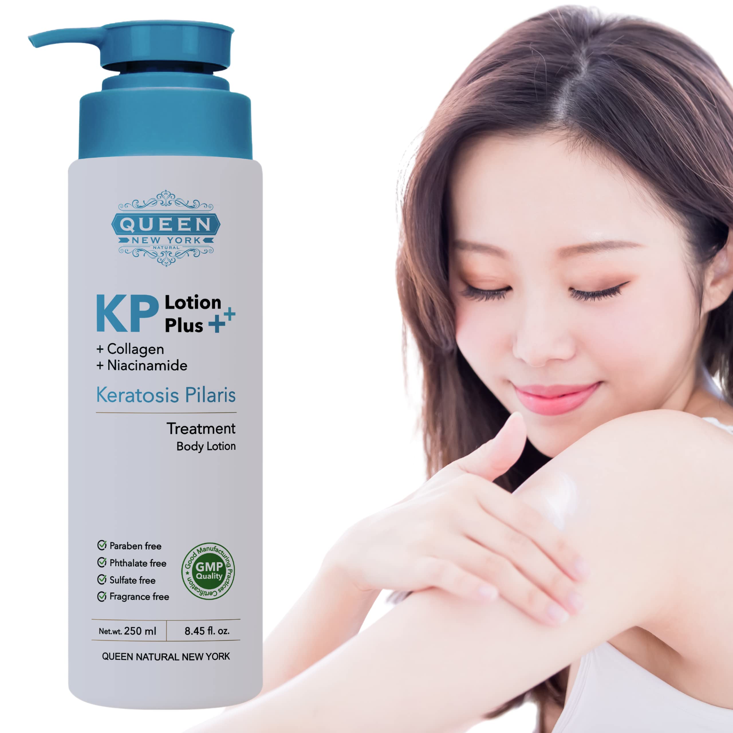 QUEEN KP LOTION |Keratosis Pilaris Exfoliating Body Lotion+Collagen Niacinamide |12% Glycolic Acid, 2% Salicylic Acid, AHA, BHA, Smoothen Rough & Red Bump, Fragrance Free