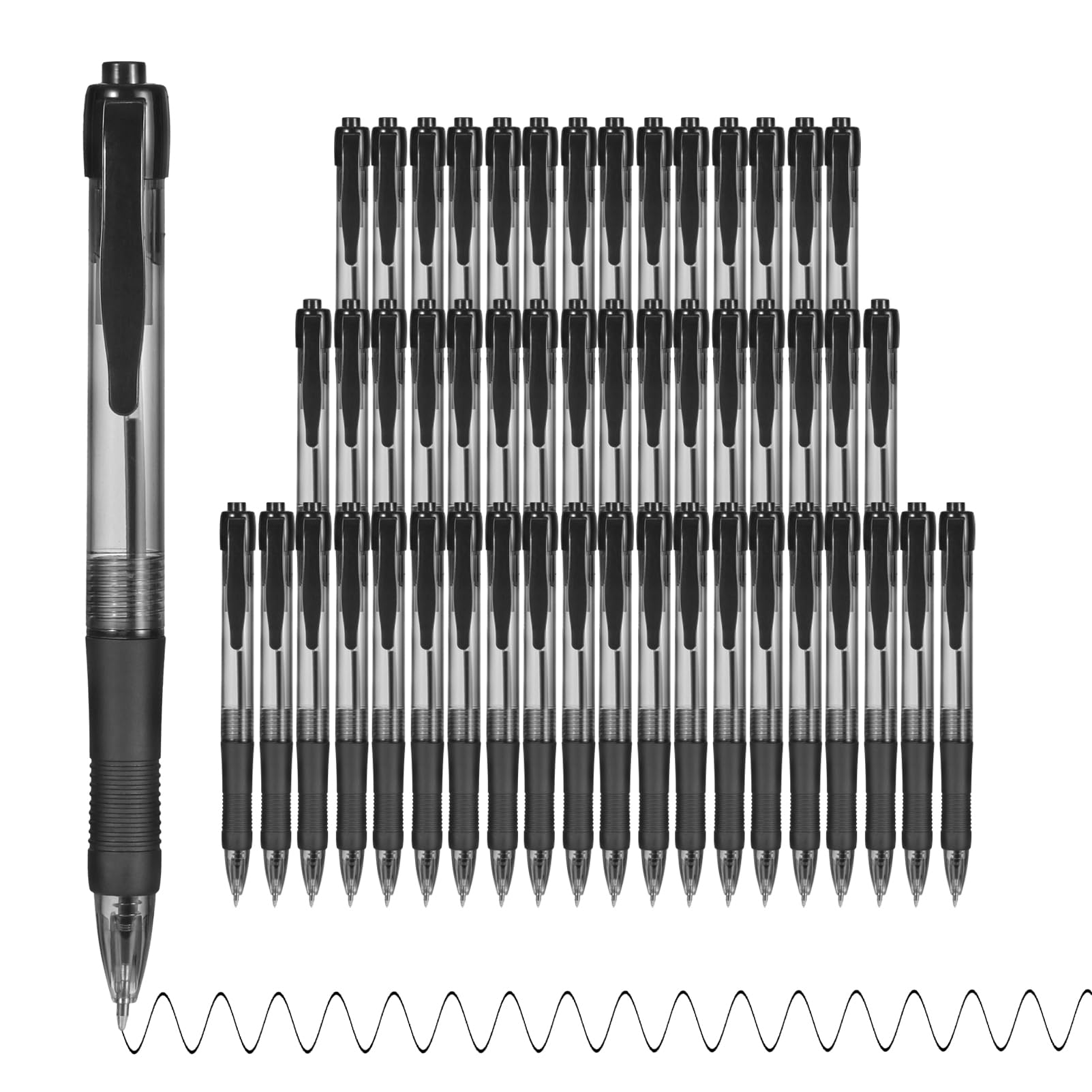 Photo 1 of deegtran Pens Bulk, 50 Pack No Bleed Black Ink Click Pens with Soft Grip, Wholesale Retractable Ballpoint Pens for Office School, Medium Point Smooth 1.0MM
