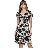 Tommy Hilfiger Womens Flutter Sleeve V-Neck Ruffle Trim Chiffon Mini Dress