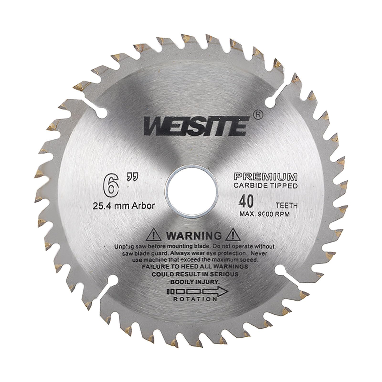 CoCud Circular Saw Blade, 6" Outer Dia 40 Teeth 1" Arbor, Wood Tungsten Carbide Tipped () Slitting Saw - (Applications: for Wood Cutting)
