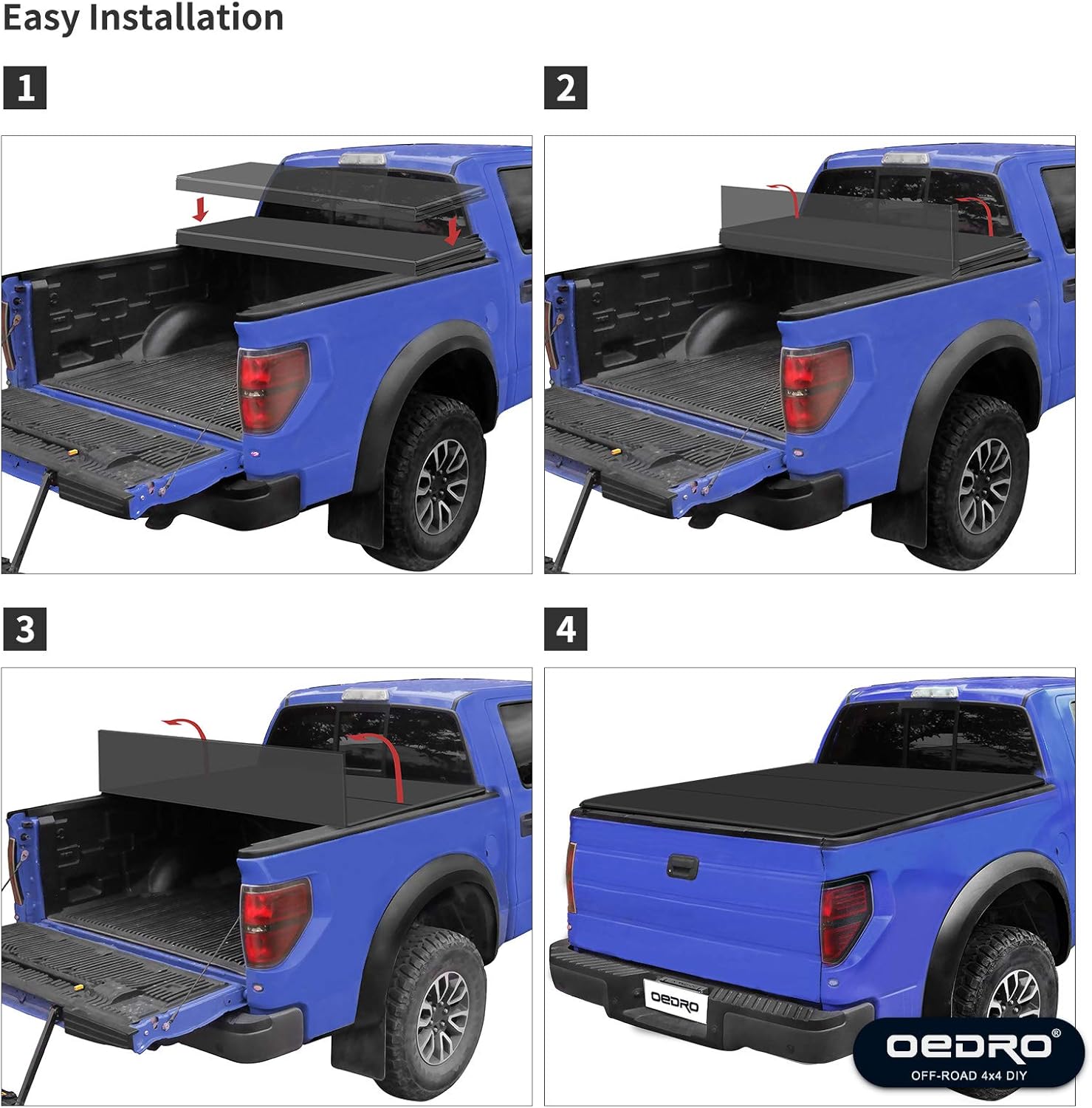 Oedro Upgraded Soft Tri Fold Truck Bed Tonneau Cover On Top Compatible For 2014 2020 Toyota Tundra With 5 5ft Bed Fleetside Incl Utility Track Bracket Kit Tonneau Covers